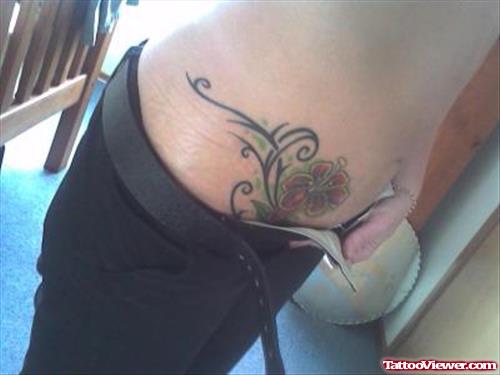 Flower Tattoo on Girls Hip