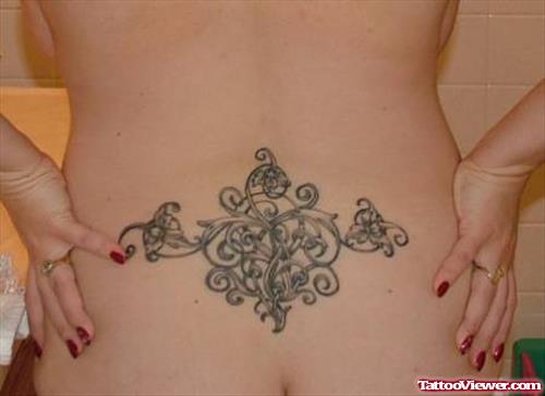 Flower Design Tattoo On Back