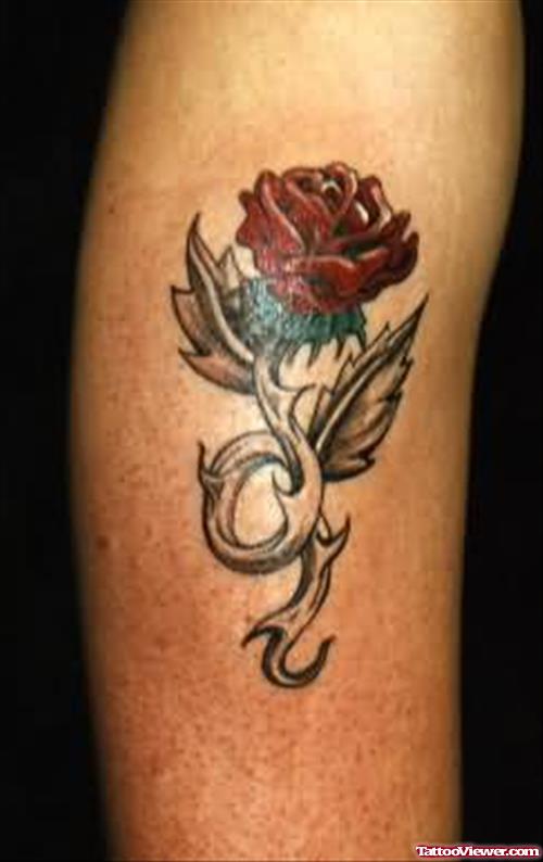 Lovely Red Rose Flower Tattoo