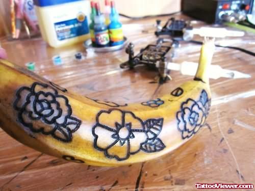 Flowers Tattoos On Big Banana