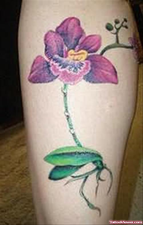 Lily Flower Tattoo For Leg