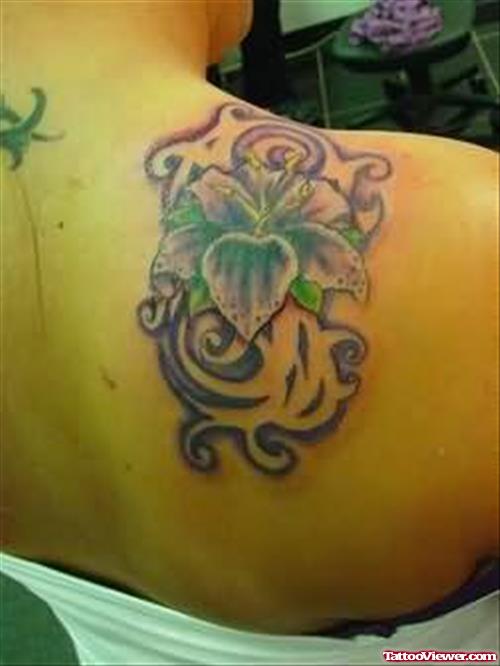 Lily Amazing Tattoo On Back Shoulder