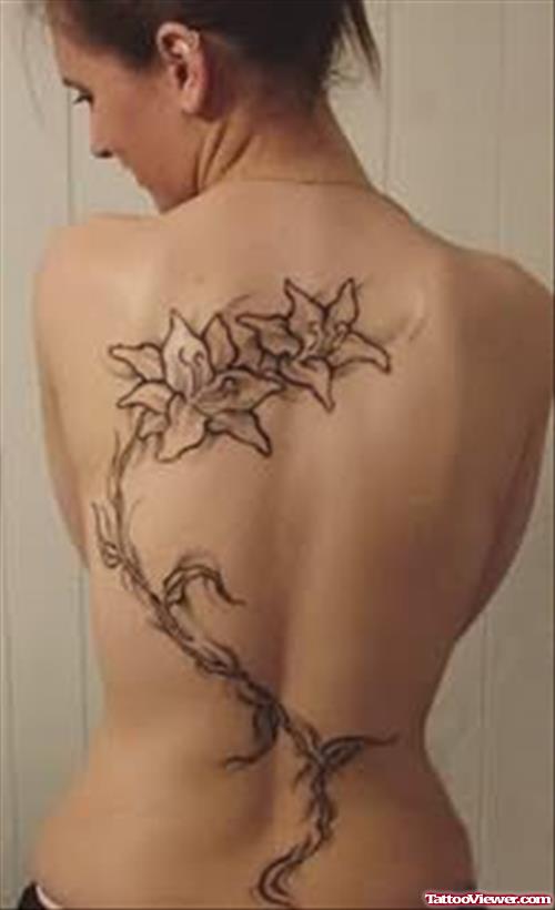 Flower Outline Tattoo On Back