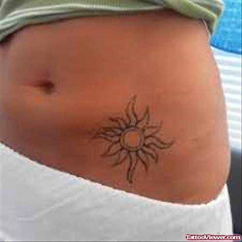 Sun Flower Tattoo On Lower Waist