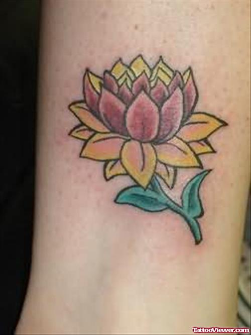 Lotus Tattoo Art On Ankle