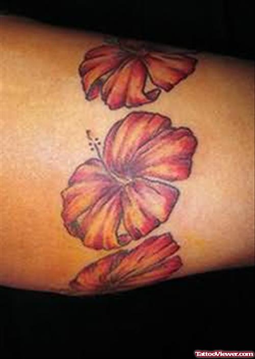 Hibiscus Tattoo On Leg