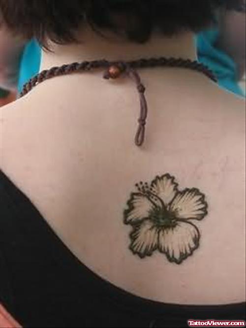 Hibiscus Black Tattoo On Back