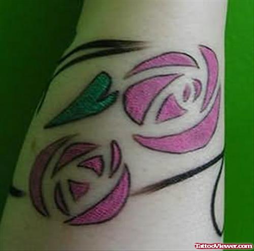 Trendy Pink Fower Tattoo