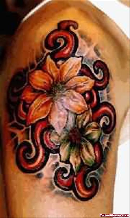 Orange Coloured Flower Tattoo