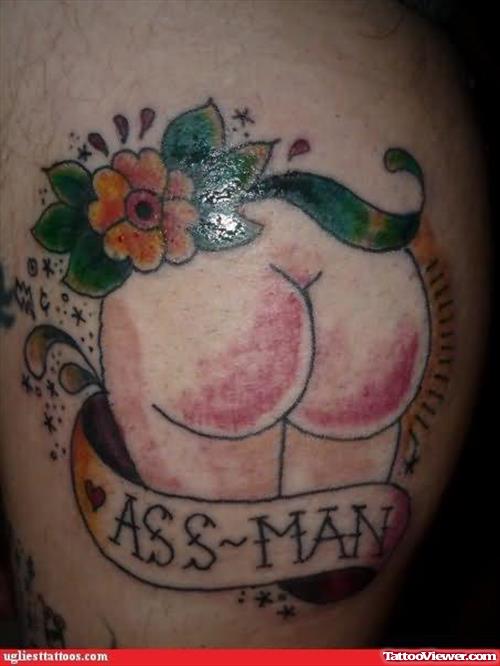 Ass Man Flower Tattoo