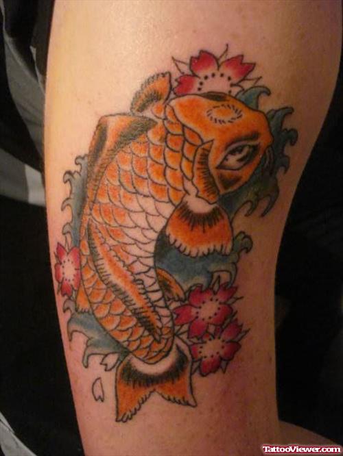 Fish and Flower Tattoo Design