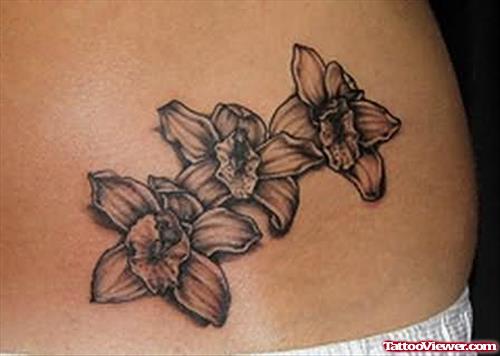 Orchid Flowers Tattoos On Waist