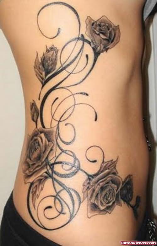 Beautiful Flower Tattoo And Vine Picture