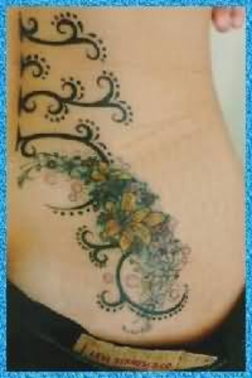 Beautiful Flower Tattoo On Back