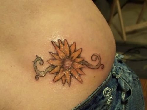 Small Flower Tattoo On Belly