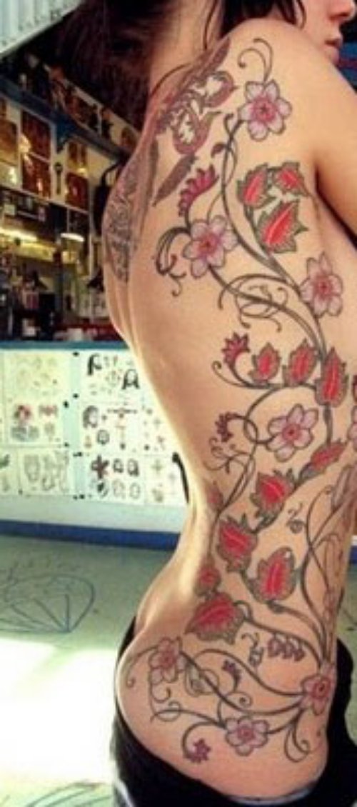 Japanese Flower Tattoos On Side Rib