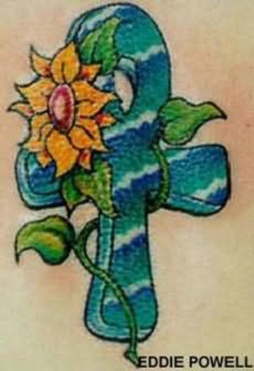 Sunflower And Cross Tattoo