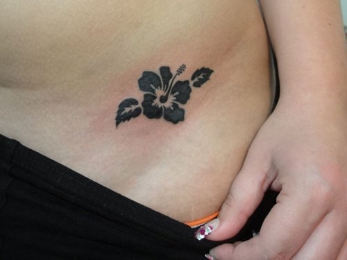 Black Flower Tattoo On Hip