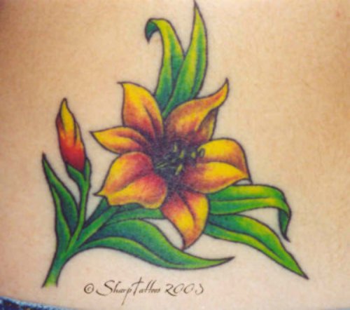 Lily Yellow Flower Tattoo