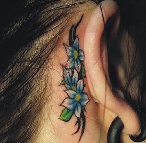 Flower Tattoo On Back Ear