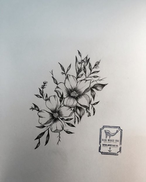 Nice Flowers Tattoo Design Sample