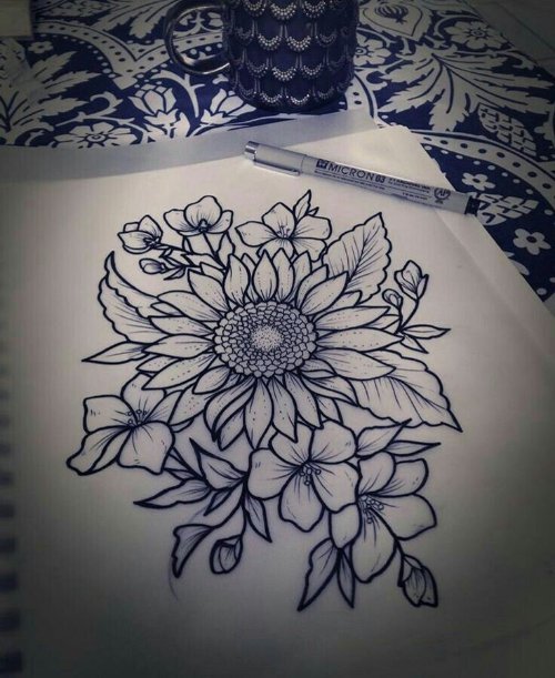 Sun Flower Tattoo Design