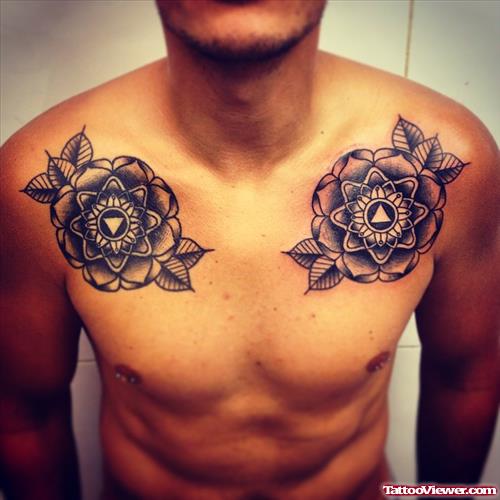   flowers tattoo on shoulders