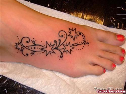 Stars Foot Tattoos For Girls