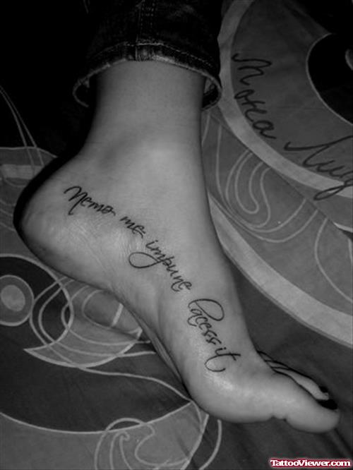 Girl Left Foot Lettering Tattoo