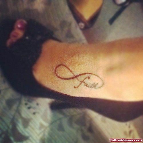 Girl With Infinity Faith Foot Tattoo