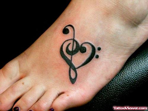 Music Heart Foot Tattoo