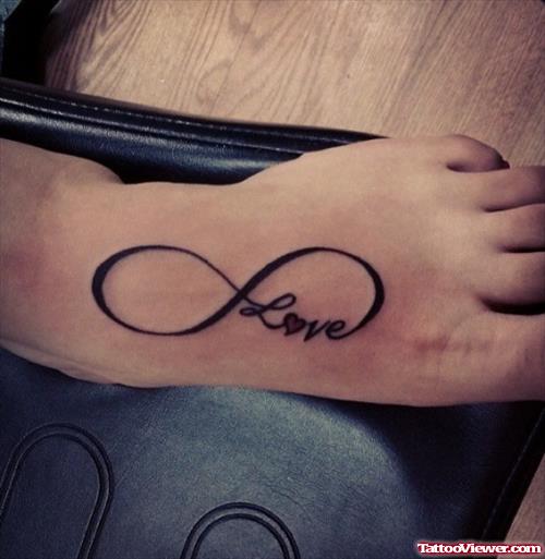 Love Infinity Symbol Left Foot Tattoo