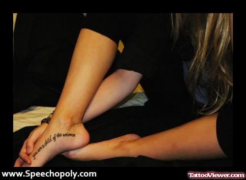 Quote Tattoo On Girl Right Foot