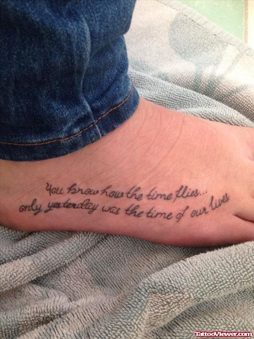 Lettering Right Foot Tattoo