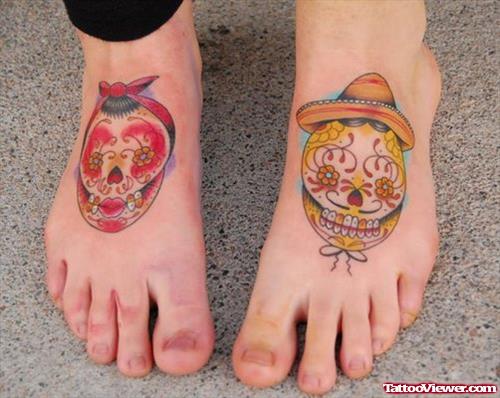 Sugar Skulls Foot Tattoo