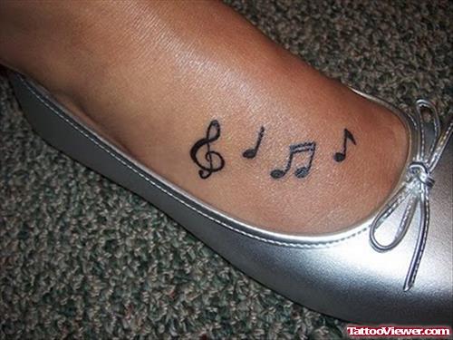 Music Notes Foot Tattoo For Girls