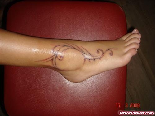 Swirl Right Foot Tattoo