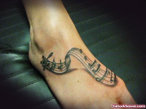 Music Notes Tattoos On Right Foot