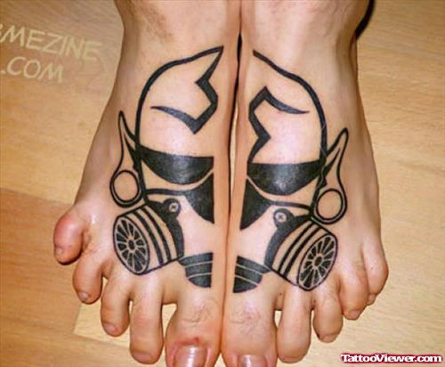 Black Ink Ink Mask Foot Tattoo