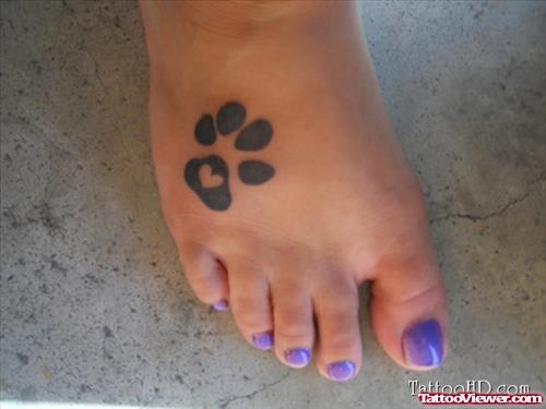Paw Print Foot Tattoo For Girls