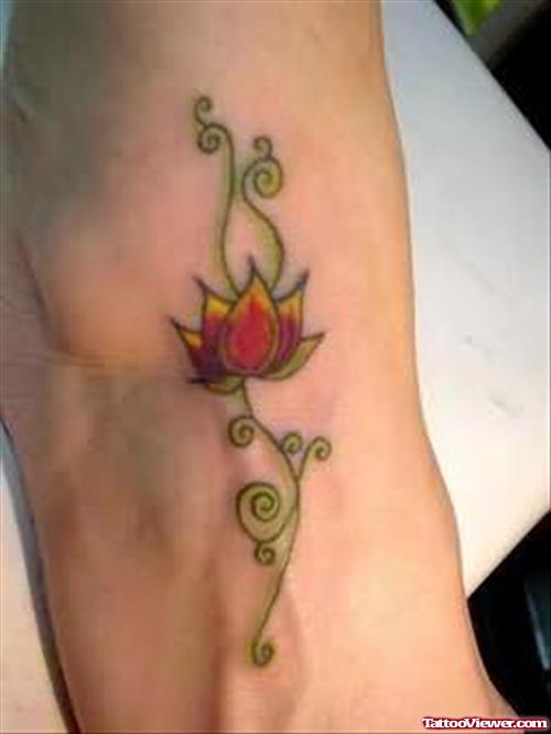 Humble Lotus Tattoo On Foot