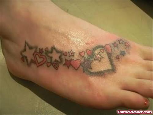 Hearts Tattoos On Foot