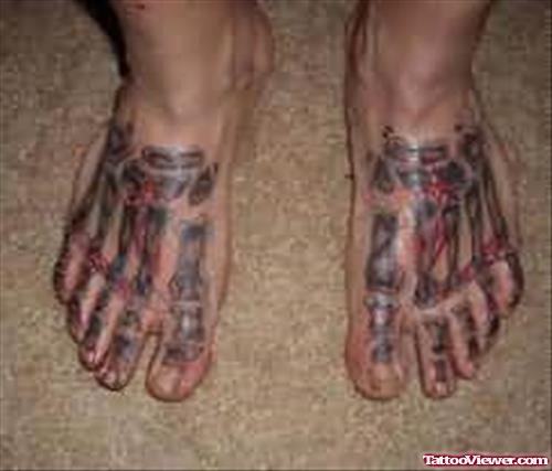 Skeleton Tattoo On Foot