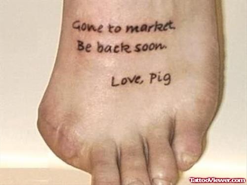 Love Pig Tattoo On Foot