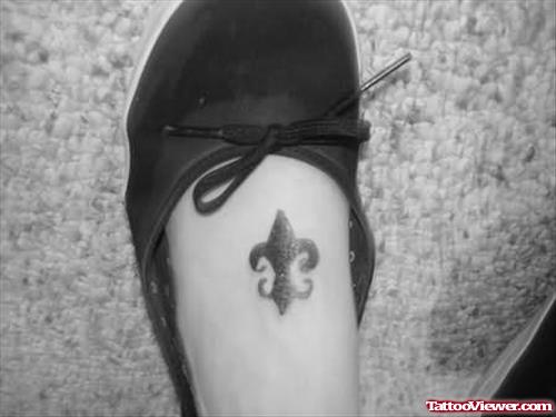Fleur De Lis Symbol Tattoo On Foot