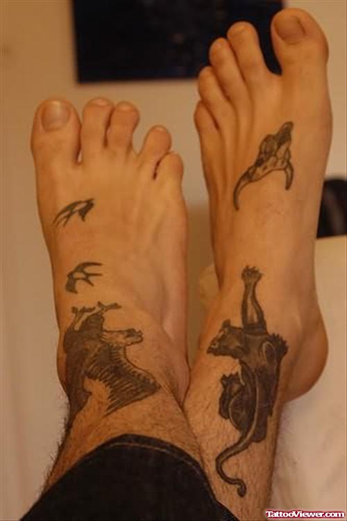 Animal Skull Tattoo On Foot