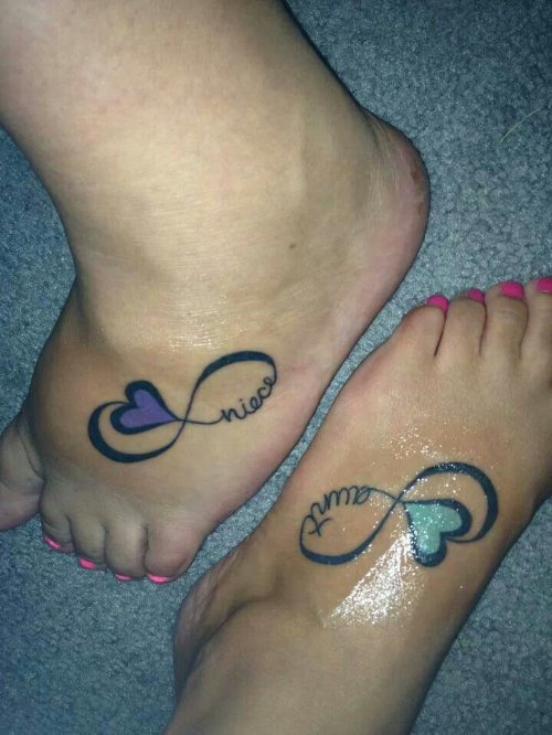 Hearts And Infinity Symbol Foot Tattoos