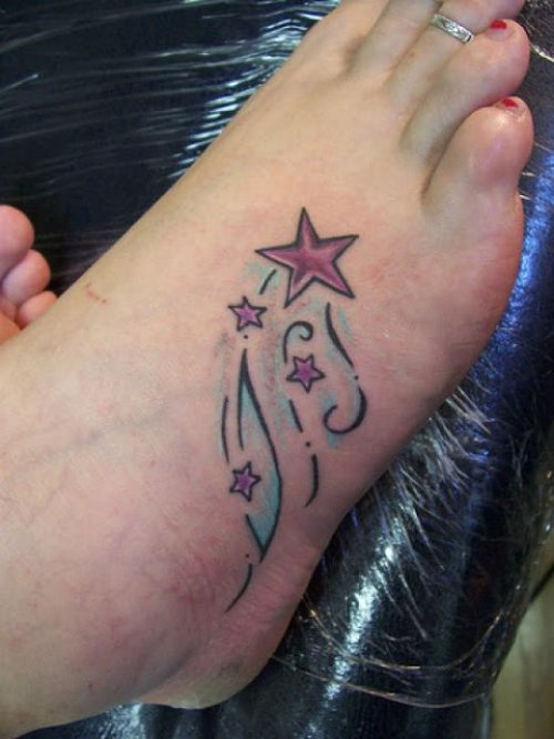 Shooting Stars Tattoos On Right Foot