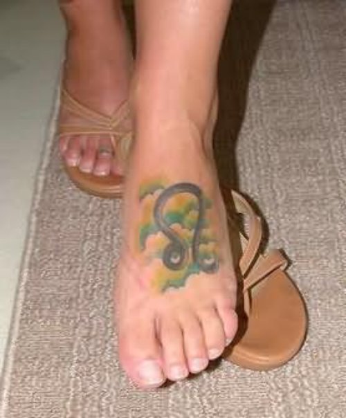 Leo Tattoo On Foot