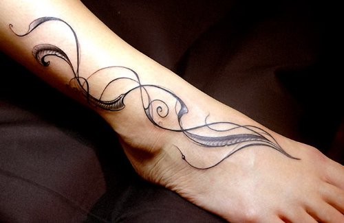 Awesome Right Foot Tattoo For Girls